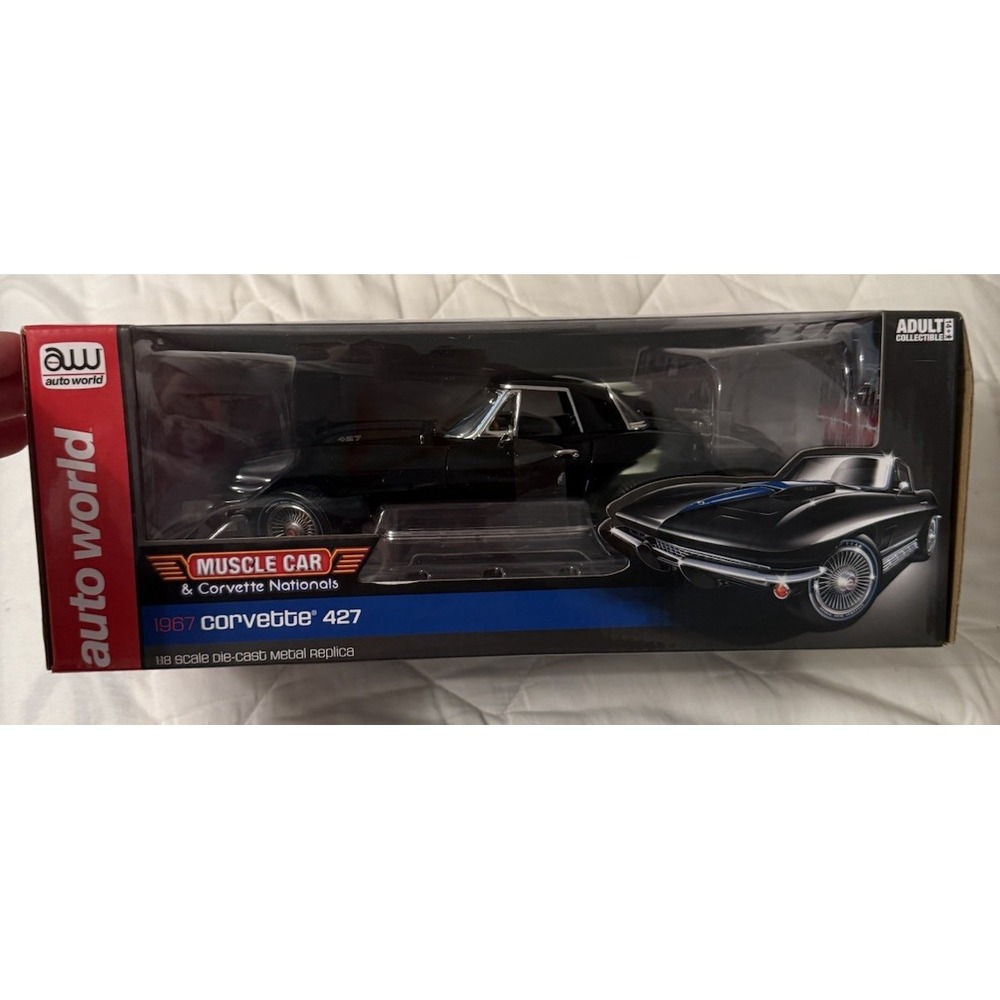 MINT NIB - Auto World American Muscle 1967‎ Black Chevy Corvette 427 Die Cast - Picture 9 of 9